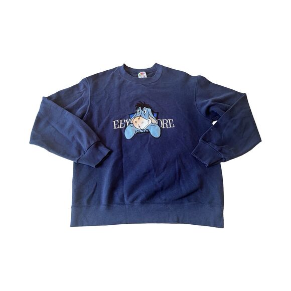 Vintage Woman’s Small Oversized Embroidered Blue Eeyore Crewneck Sweatshirt - Picture 1 of 3